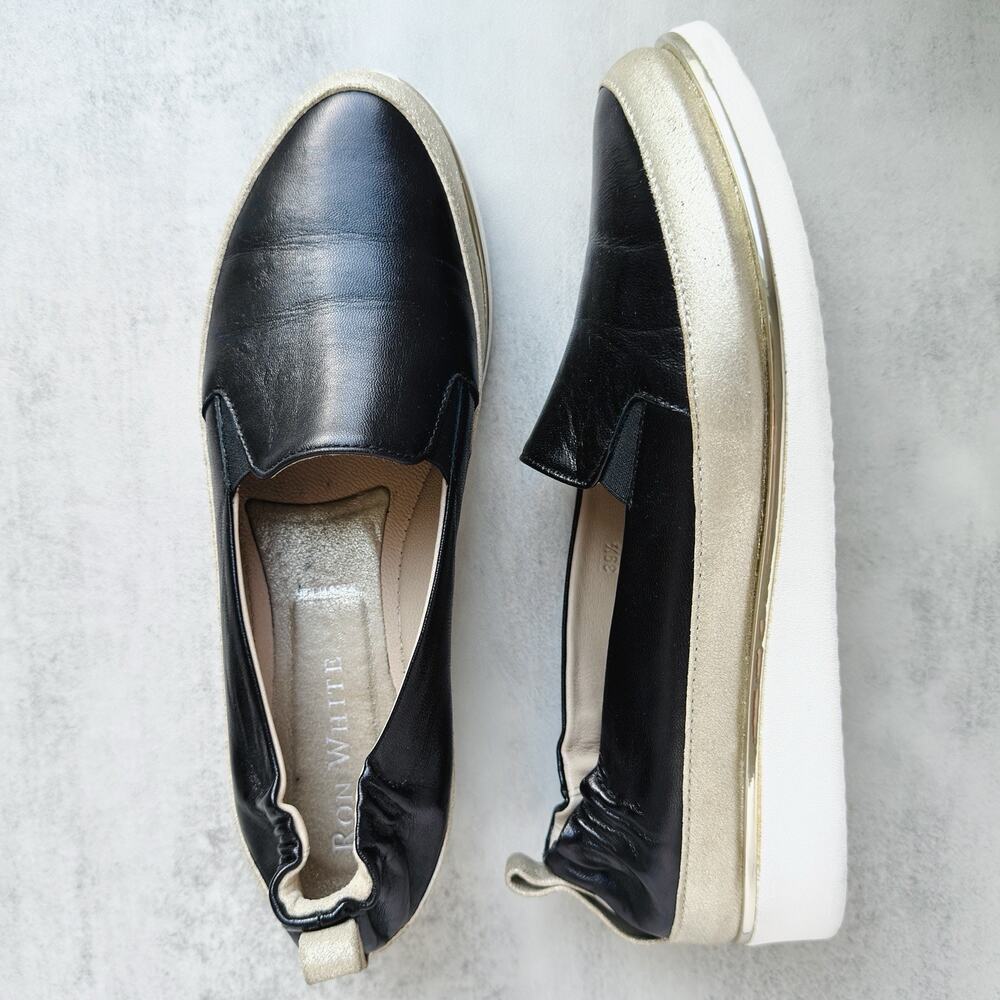 Ron White Nelleca Leather Platform Slip-On Sneakers Minimalist Loafers Italy